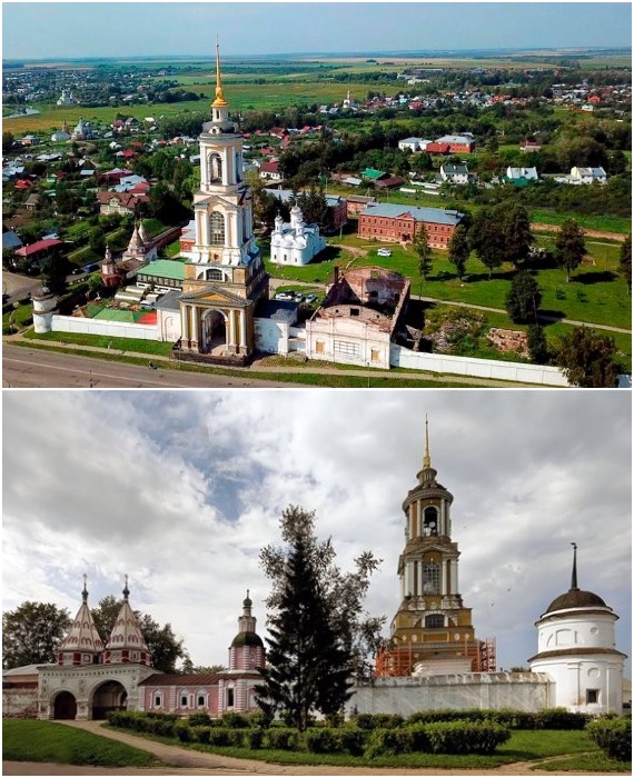 Архитектура комплекса сооружений Ризоположенского монастыря поражает своей красотой (Суздаль).