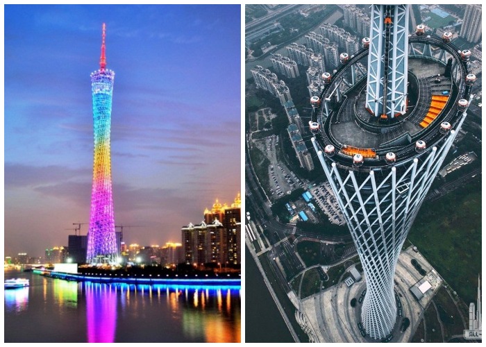 Телебашня Гуанчжоу возводилась специально для проведения Азиатских игр 2010 после чего превратилась в одну из наиболее захватывающих городских достопримечательностей (Китай).