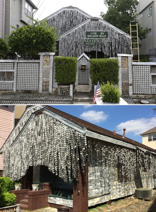  Beer Can House – достопримечательность, украшенная пивными банками и бутылками.