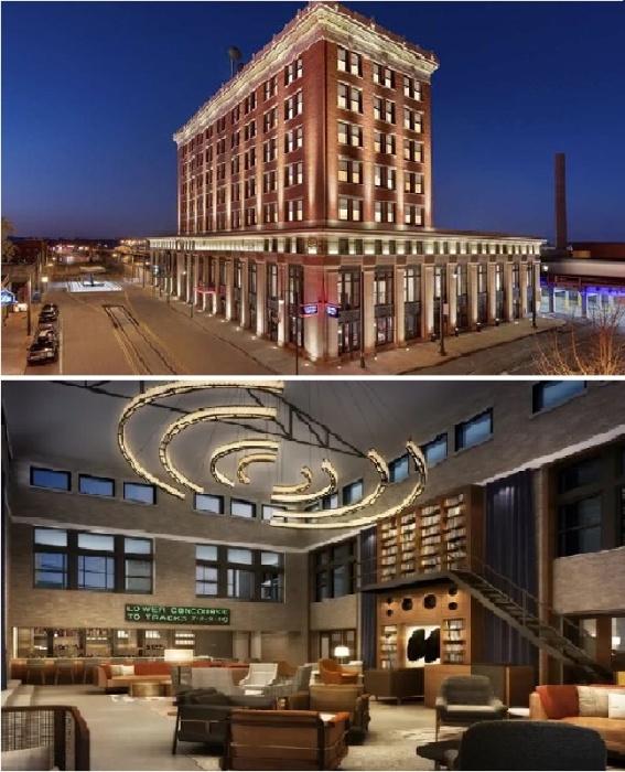 Теперь в здании главного железнодорожного вокзала, построенного в 1914 году, находится отель, ставший культурным центром района (The Central Station Memphis Hotel, США). 
