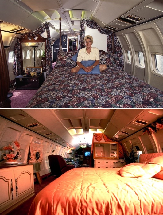 Интерьер спальных комнат в пассажирском авиалайнере Boeing 727, которые превратили в жилую резиденцию (Боливар, США).