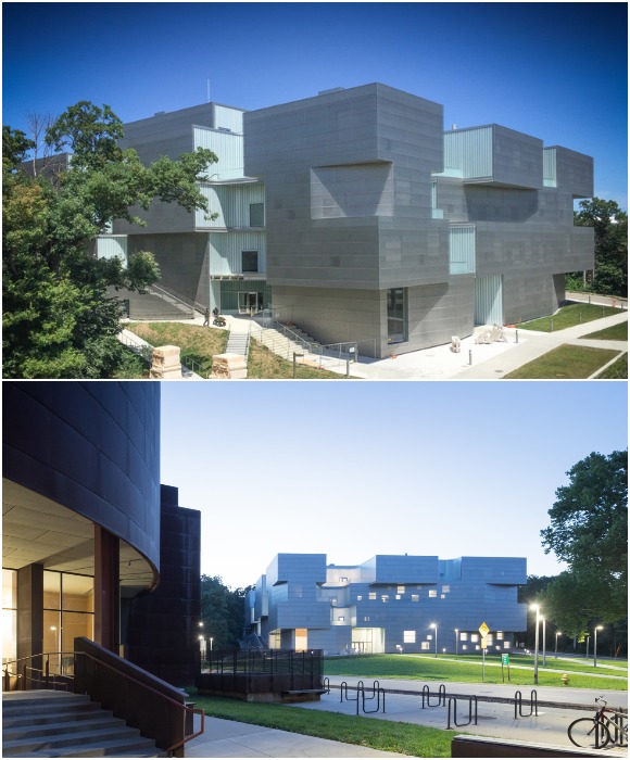 Индустриальный вид нового корпуса для Школы искусств STEM Университета Айовы идеально подходит для специфики обучения азам прикладного искусства (штат Айова, США).