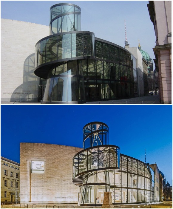 Футуристический выставочный зал стал эффектным дополнением к старинному зданию Немецкого исторического музея (Берлин, Германия). 