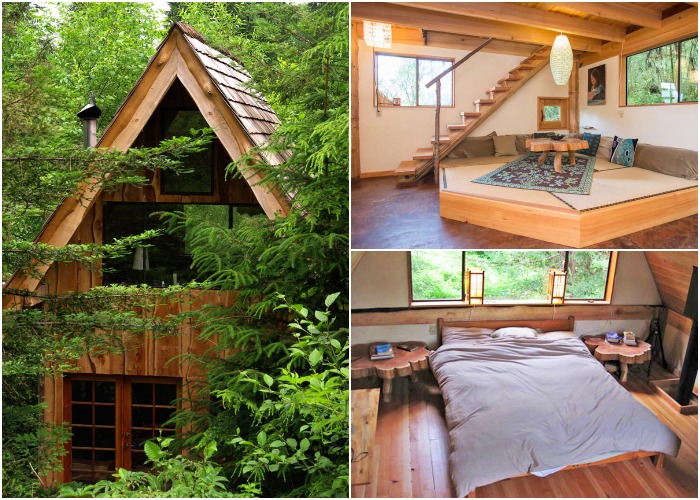 Лесной домик, расположенный среди секвой в Орегоне, предлагает спокойное место, позволяющее убежать от бесконечной суеты и шума (Japanese Forest House, США).