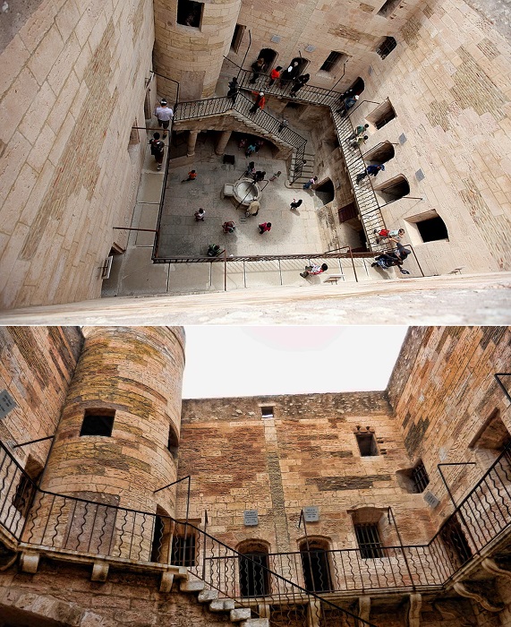 Попасть в арестантские камеры можно было только со стороны внутреннего двора, образовавшегося между монолитными башнями (Château d'If, Франция).