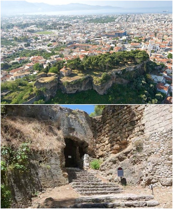 Руины Замка Каламата возвышаются над одноименным городом (Греция).