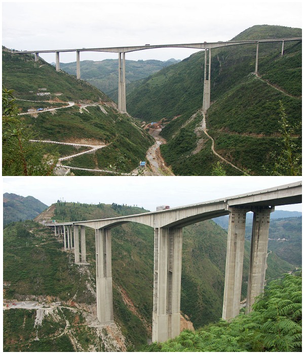 Супермост Zhuchanghe Bridge через реку Чжучан соединил автомагистраль Шанхай–Куньмин (провинция Гуйчжоу).