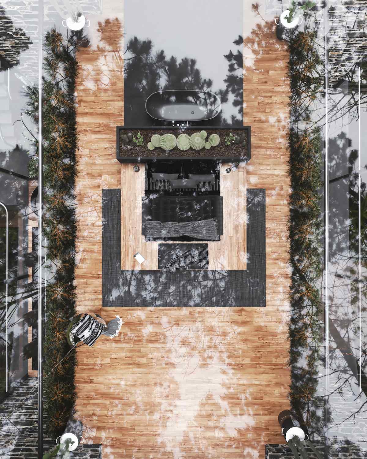 Вид на апартаменты одной из сестер с высоты (Twin Sisters house). Вид на апартаменты одной из сестер с высоты (Twin Sisters house).