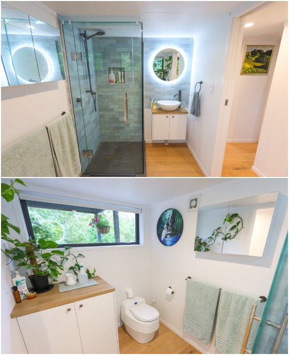 Стильная ванная комната в крошечном доме.