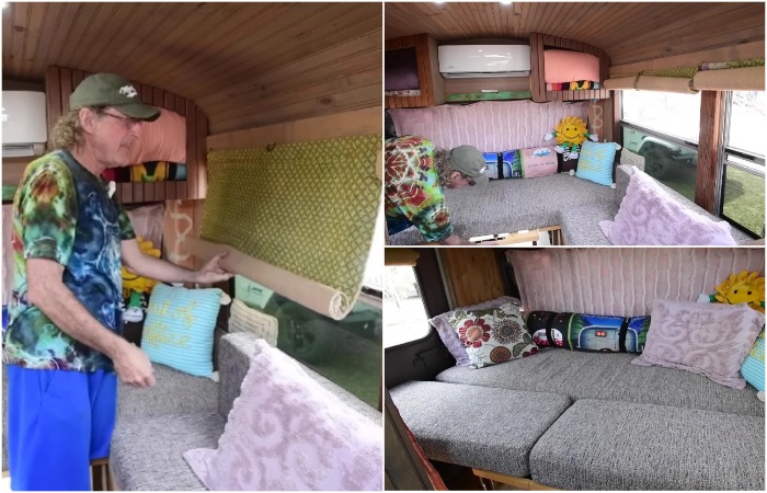 Уютная спальня с угловым диваном.