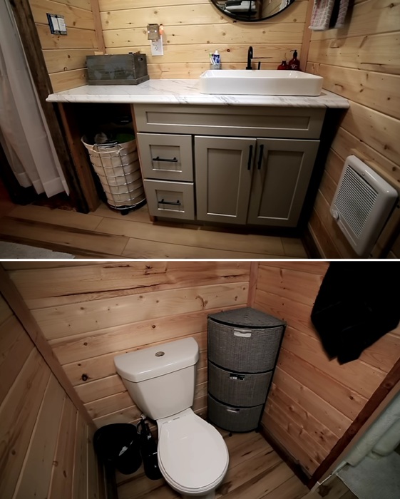 Ванная комната в крошечном доме.