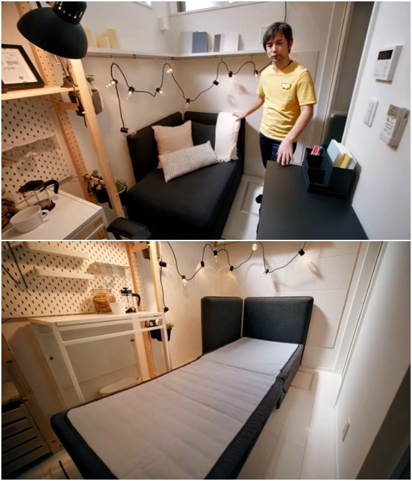 Диван-трансформер от IKEA можно превратить в односпальную кровать (Токио, Япония).