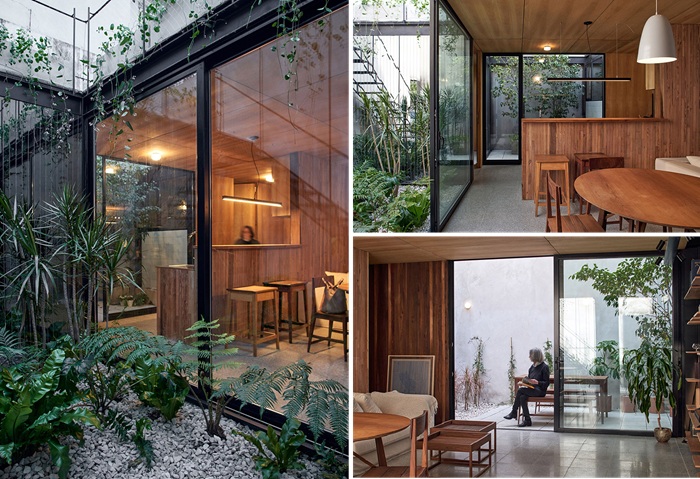 Каждая жилая зона или комната окружена благоухающей растительностью (House Elena's, Буэнос-Айрес).