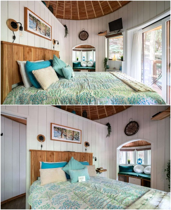 Уютная и светлая спальня The Hemlock (Хокинг-Хиллз, США).