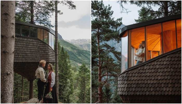 Новые номера рассчитаны на уединенный отдых влюбленных пар и молодоженов (Woodnest Mountaintops, Норвегия).