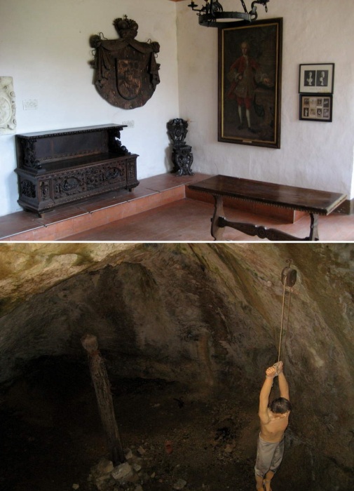 Помимо защитных и жилых помещений в замке имелось и зловещее подземелье (Predjamski grad, Словения).