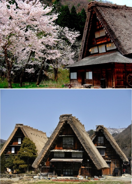 Дома в стиле гассё были построены более 250 лет назад, они полностью сделаны из дерева без использования гвоздей (Сиракава-го, Япония).