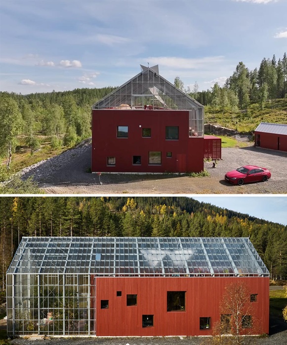 Окна некоторых комнат выходят на улицу, а не в теплицу.