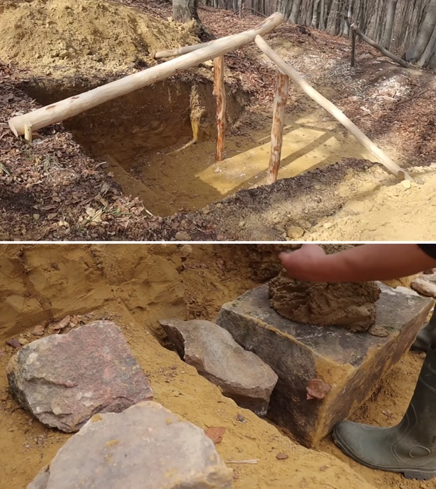 Для строительства землянки молодой человек использовал природные материалы. Для строительства землянки молодой человек использовал природные материалы.