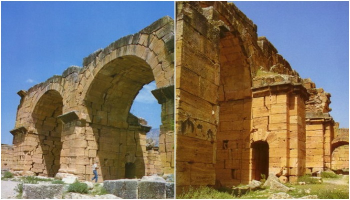 Фронтинские ворота, названные в честь римского правителя Секста Юлия Фронтина – фрагмент крепостной стены города (Иераполис, Турция).