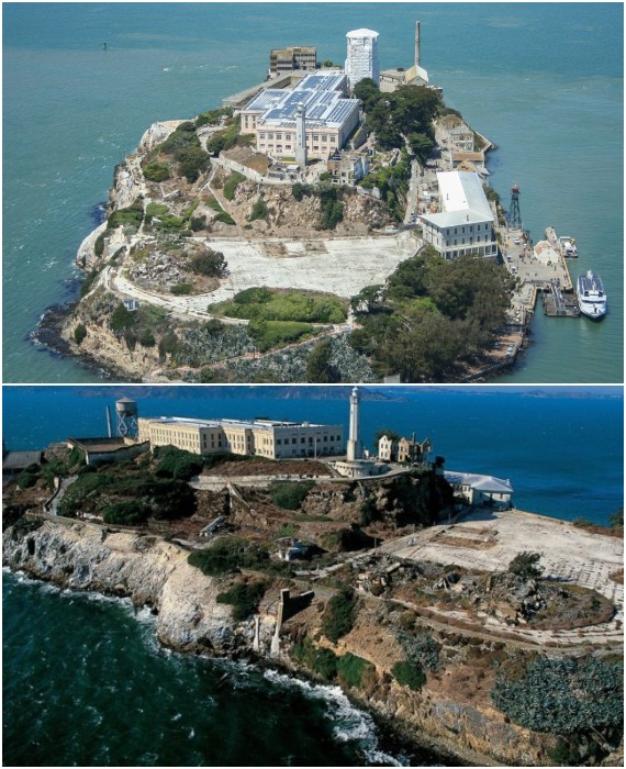 До расформирования федеральной тюрьмы на острове Алькатрас проживало около 200 добропорядочных граждан, не считая сотрудников (Сан-Франциско, США).