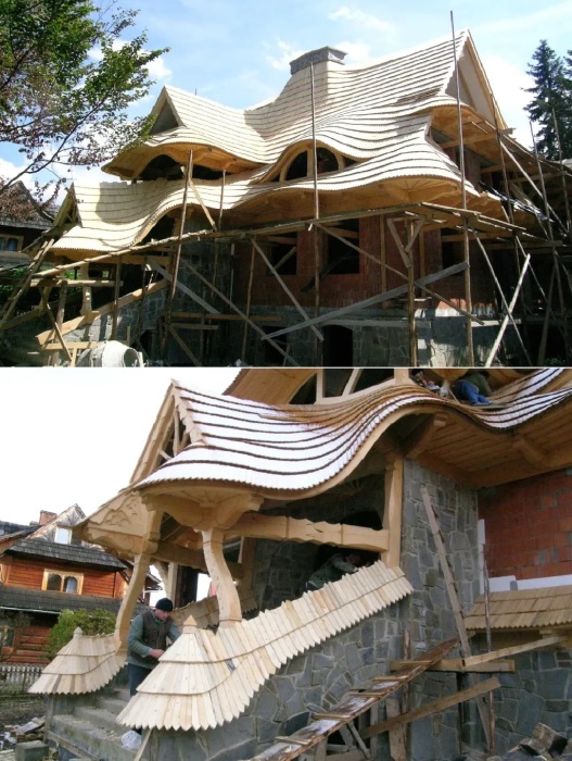 Бригада высококлассных плотников и столяров тратит на возведение дома всего два месяца (автор проекта Себастьян Питонь, Польша).