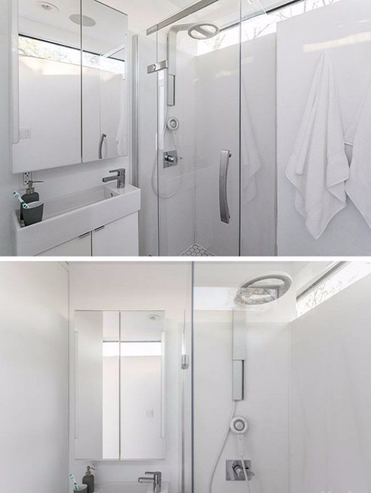 Интерьер ванной комнаты мини-дома «Kasita», созданного профессором Джеффом Уилсоном. | Фото: do-it-yourself-best.net.