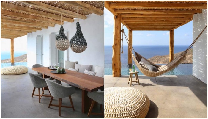 С видом на море предусмотрена летняя столовая и практически все зоны отдыха (Syros Summer House, Греция).