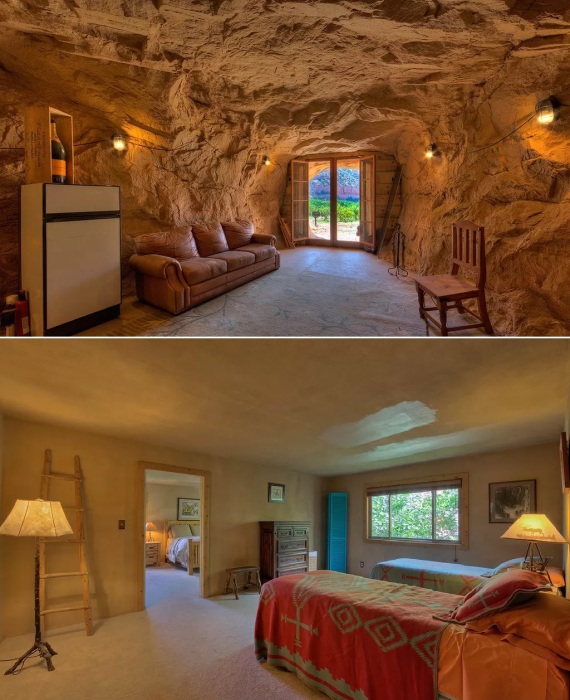 В гостевом доме есть как «пещерные» номера, так и более привычные помещения (Cliff Haven, США).