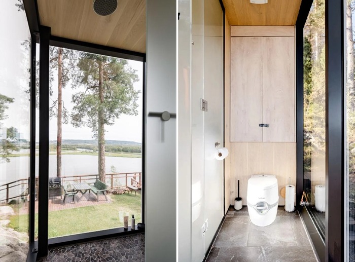 Ванная комната спрятана за зеркальными панелями (Mirrored Glass, Норвегия). Ванная комната спрятана за зеркальными панелями (Mirrored Glass, Норвегия).