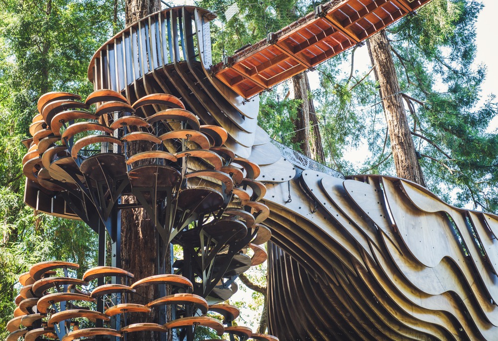 Каждая деталь причудливого домика на дереве изготавливалась с помощью станков с ЧПУ (Redwood Ripple). Каждая деталь причудливого домика на дереве изготавливалась с помощью станков с ЧПУ (Redwood Ripple).