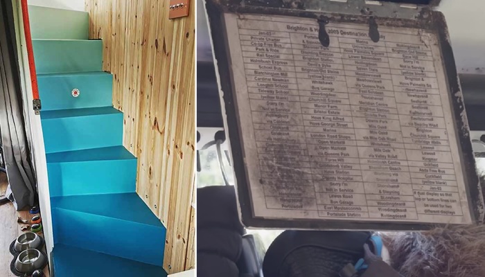 Пара сохранила аутентичные детали автобуса.