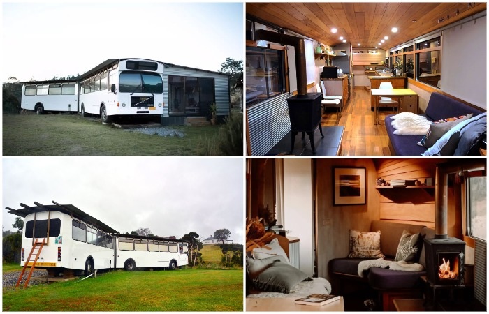 Автобус-гармошка стал уютным домом для семьи из 5 человек (The Bus Hideaway, Австралия).