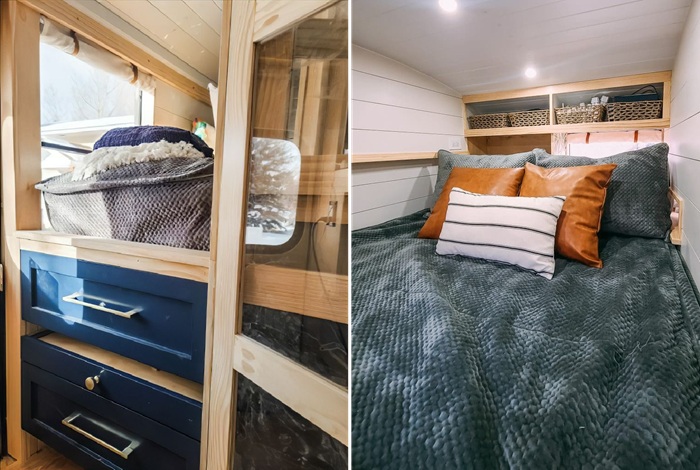 В родительскую спальню можно попасть по выдвижным ступеням.