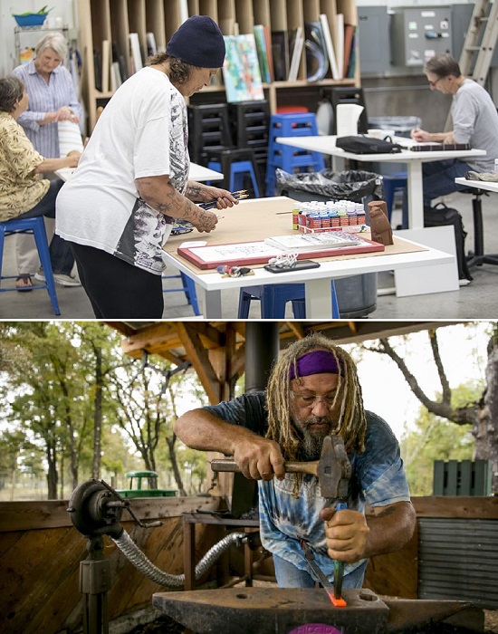 На территории деревни Community First организованы мастерские и студии, где каждый может реализовать свой потенциал (Остин, Техас).