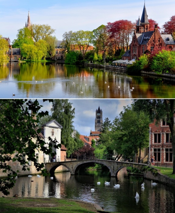 Миннеуотер – «Озеро любви», ставшее главной достопримечательностью водных маршрутов Брюгге (Бельгия).