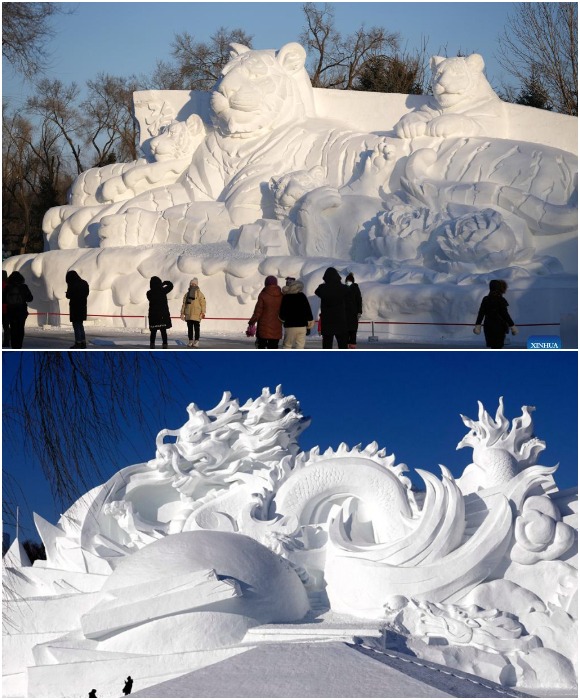Художественные инсталляции из снега не менее впечатляют (Harbin Ice and Snow World).
