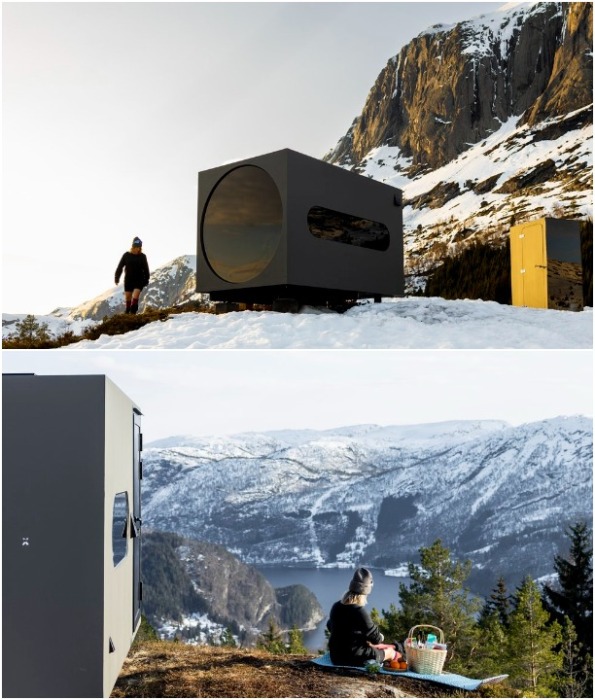 Активные гости Birdbox Storehesten могут подняться на вершину горы или просто устроить пикник на открытом воздухе (Норвегия).