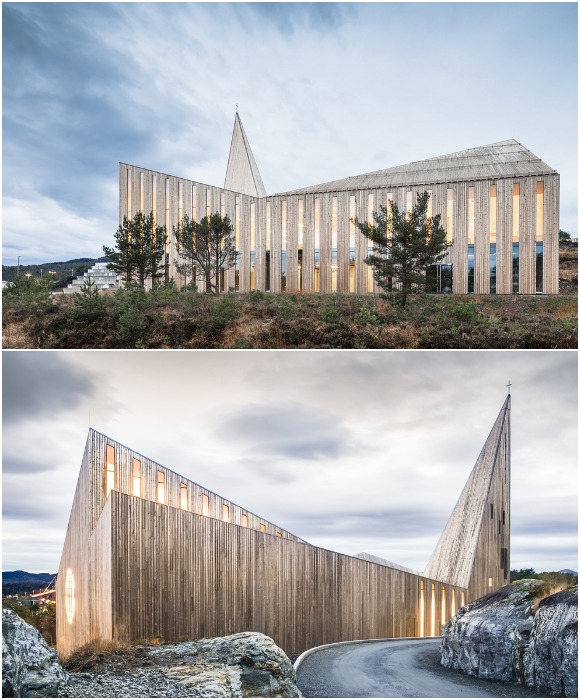 Современные архитекторы используют дерево для создания колоритных объектов, которые подчеркивают связь традиций и времен (Community church of Knarvik, Норвегия).