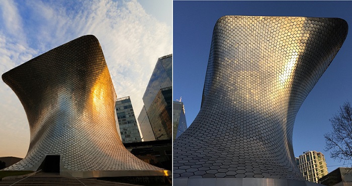 Внешний вид параметрического здания меняется в зависимости от окружения, времени суток и угла зрения (Museo Soumaya, Мехико).
