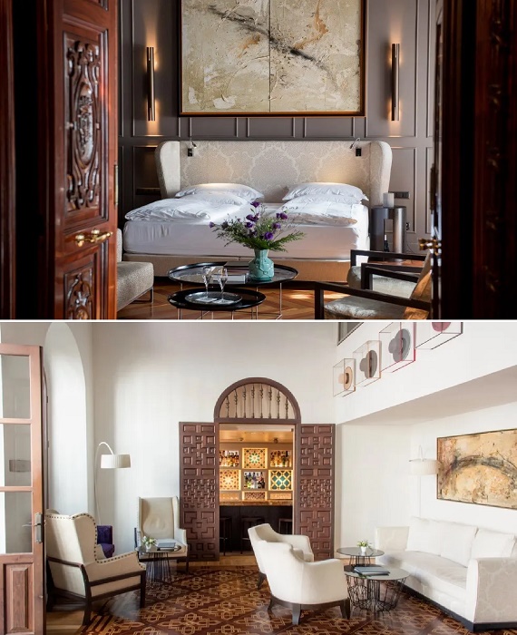В отеле Palacio de Villapanes сохранили оригинальное оформление, присущие дизайну XVIII века (Севилья, Испания).