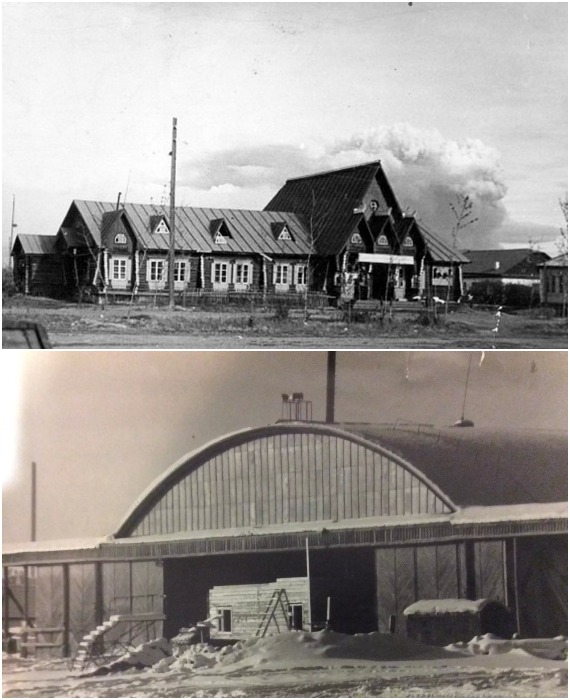 Первое здание аэродрома «Сеймчан» и ангара, который появился в 1942 году (Магаданская область).