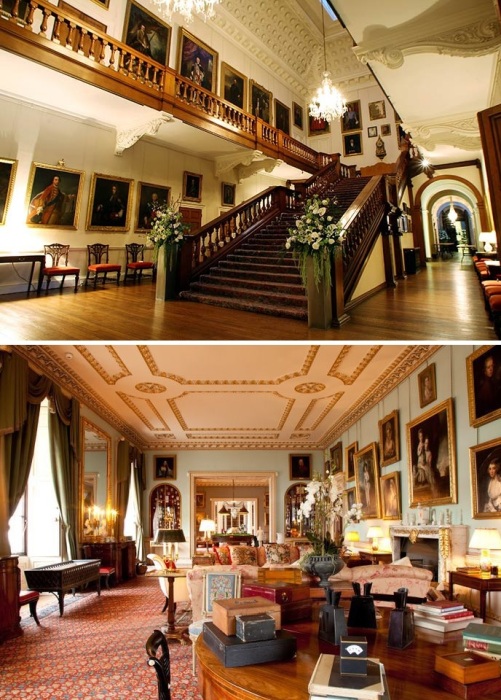 Даже экскурсанты могут прогуляться по роскошным залам графского дворца семьи Спенсеров, где Диана провела годы юности (Althorp House, .