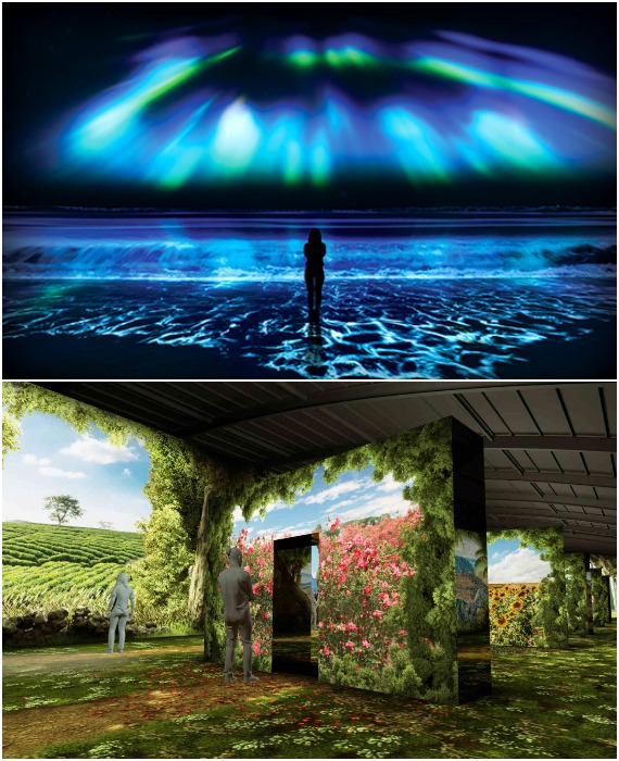 Привнести природу в городской пейзаж можно и с помощью впечатляющих иллюзий (ARTE MUSEUM, Южная Корея). 