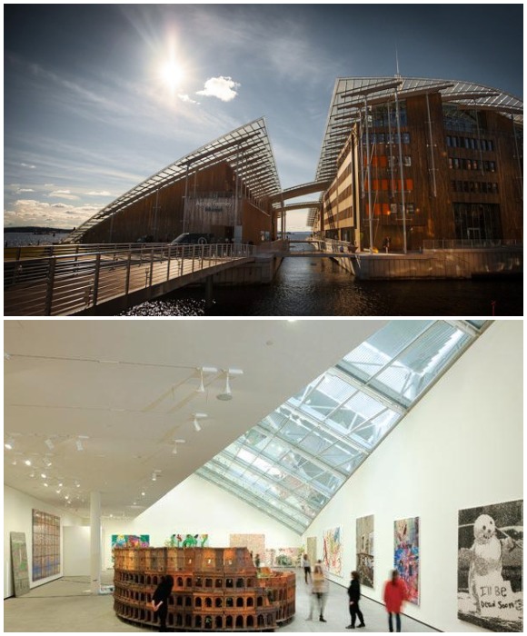 Необычные формы павильонов и окружающая вода превратили Astrup Fearnley Museum of Modern Art в новую достопримечательность Осло (Норвегия).