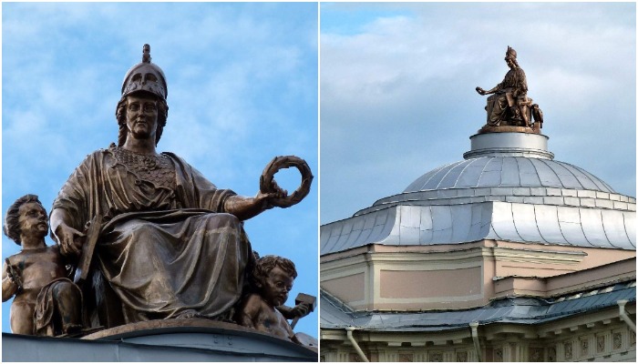 Статуя Афины на куполе здания Академии художеств (Санкт-Петербург).  
