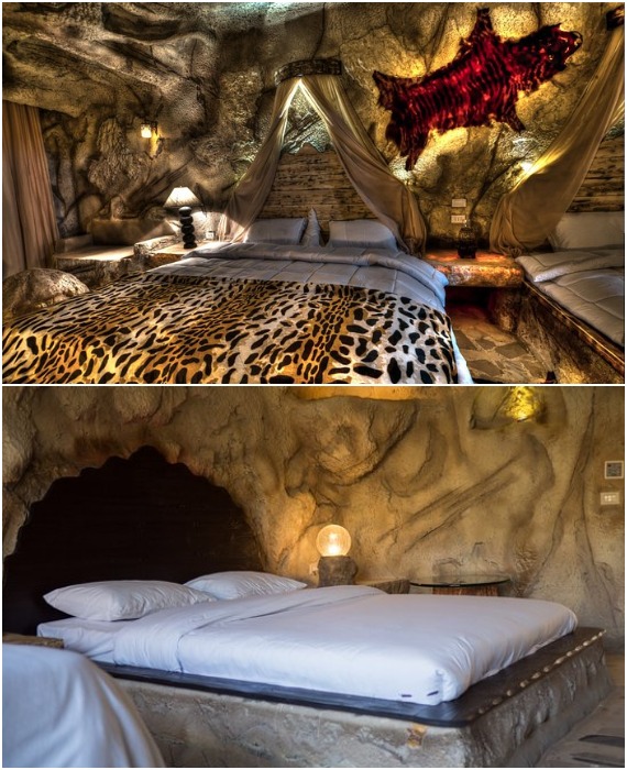 В пещерных номерах Caves Beach предусмотрены высококлассные удобства и фантастический дизайн (Хургада, Египет).
