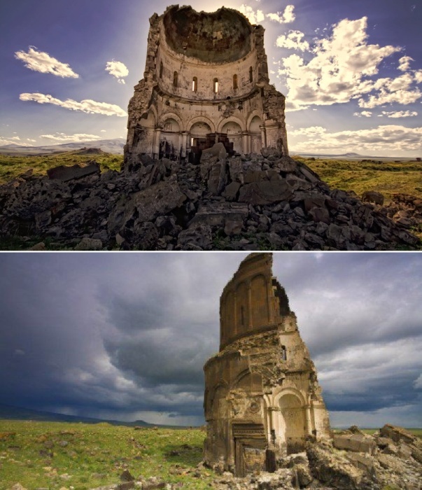 В 1955 году древняя церковь армянского царства была расколота ударом молнии (Турция).