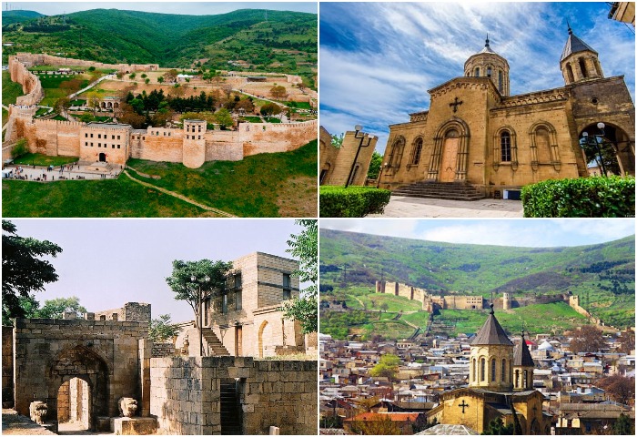 На территории старого города-крепости сохранилось множество памятников архитектуры, где переплелись персидские, османские и христианские мотивы (Дербент, Дагестан).