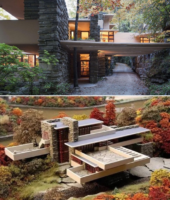 Дом, спроектированный легендарным Фрэнком Ллойдом Райтом, остается иконой проектирования (The Fallingwater House, США).
